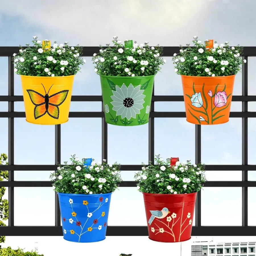 Railing Pots Set of 5
