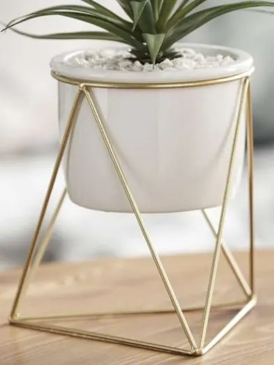 Geometric Gold Tabletop Planter