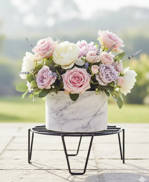 Round Trivet Stand with Flowers